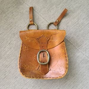 Embossed Leather Festival Purse, Vintage Boho Crossbody